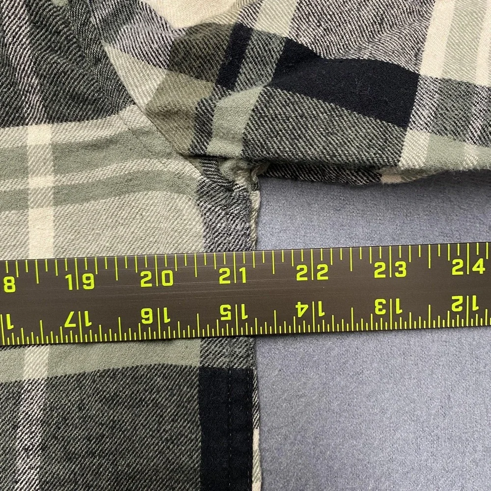 Lucky Brand‎ Shirt Mens Medium Green Gray Plaid Flannel Button Up Long Sleeve